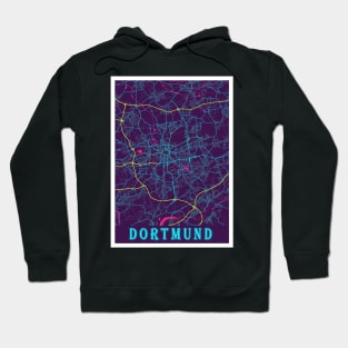 Dortmund Neon City Map, Dortmund Minimalist City Map Art Print Hoodie